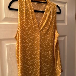 Gold and white polkadot blouse